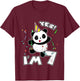 7th Birthday Panda Party Yes I'm 7 Years Old Gift T-Shirt - T-Shirt | Maroon