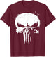 Marvel Punisher White Paint Splatter Skull Graphic T-Shirt - T-Shirt | Maroon