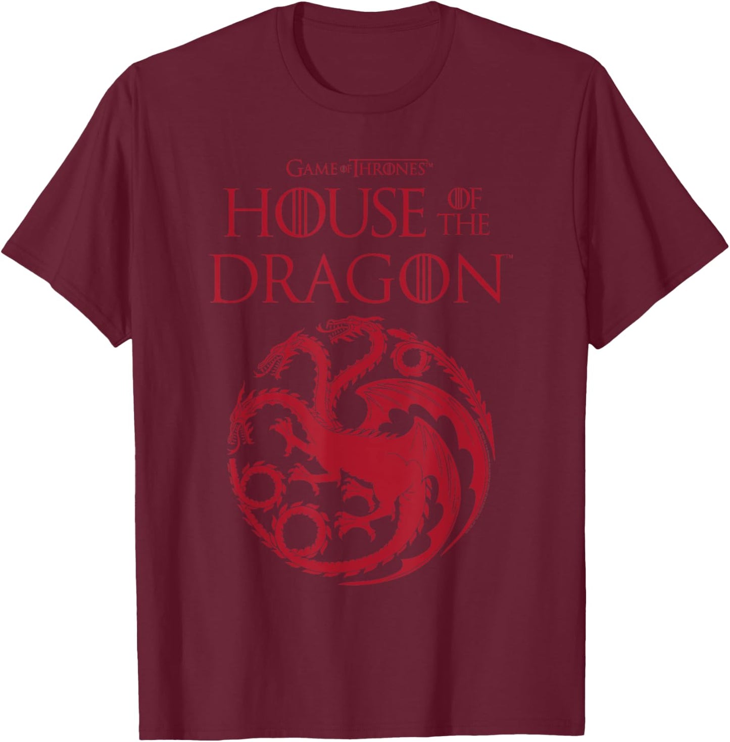 House of The Dragon Targaryen Crest Logo T-Shirt - T-Shirt | Maroon