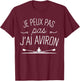 Je Peux Pas J'ai Rowing Funny Rowing , Black, S T-Shirt - T-Shirt | Maroon