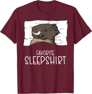Favorite Sleepshirt Bison, Napping Bison Pajama T-Shirt - T-Shirt | Maroon