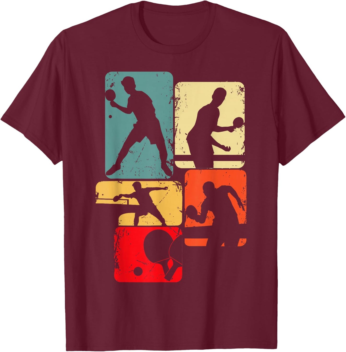 Table Tennis Ping Pong Children's Boys Men's , black T-Shirt - T-Shirt | Maroon