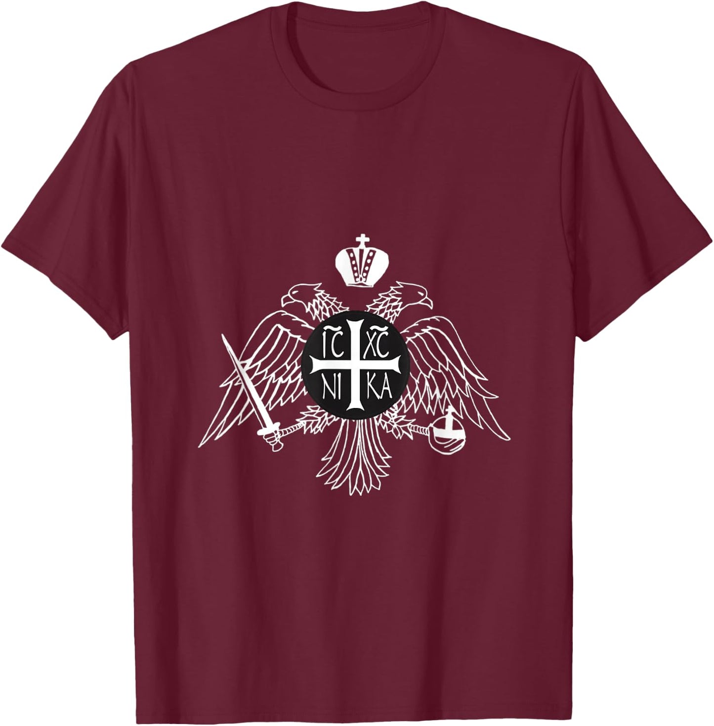 Byzantine Double Eagle Outline T-Shirt - T-Shirt | Maroon