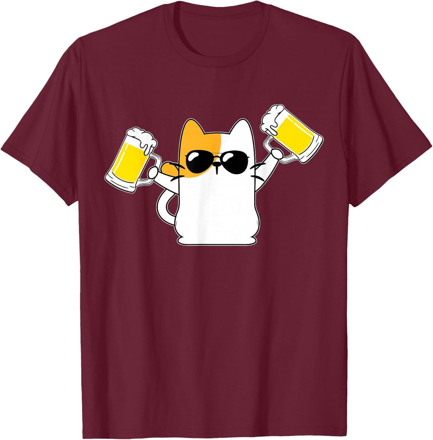 Katze Katzenbesitzer Kätzchen Bier Bierdurst Biertrinker T-Shirt - T-Shirt | Maroon