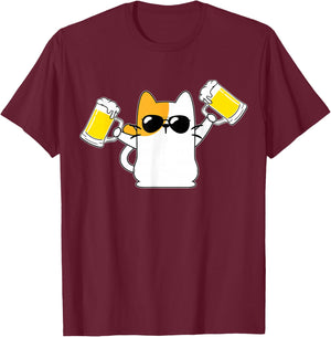 Katze Katzenbesitzer Kätzchen Bier Bierdurst Biertrinker T-Shirt - T-Shirt | Maroon