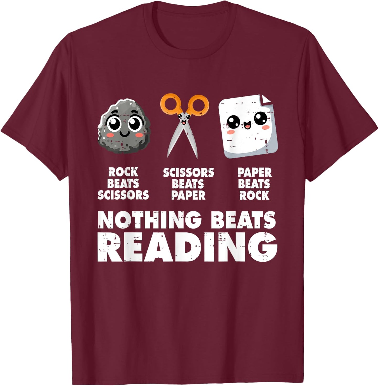 Nothing Beats Reading Bookworm Funny Librarian Book Nerd T-Shirt - T-Shirt | Maroon