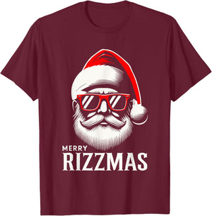 Merry Rizzmas Santa Skating Men Women Kids Funny Christmas T-Shirt - T-Shirt | Maroon