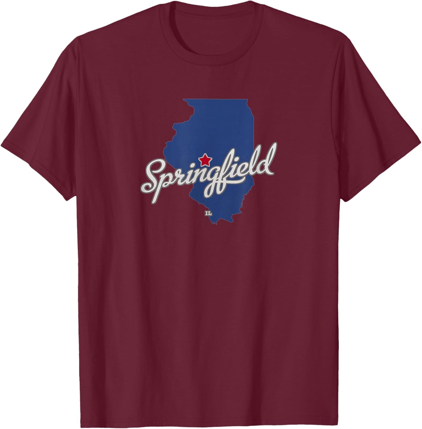 Springfield Illinois IL Map T-Shirt - T-Shirt | Maroon
