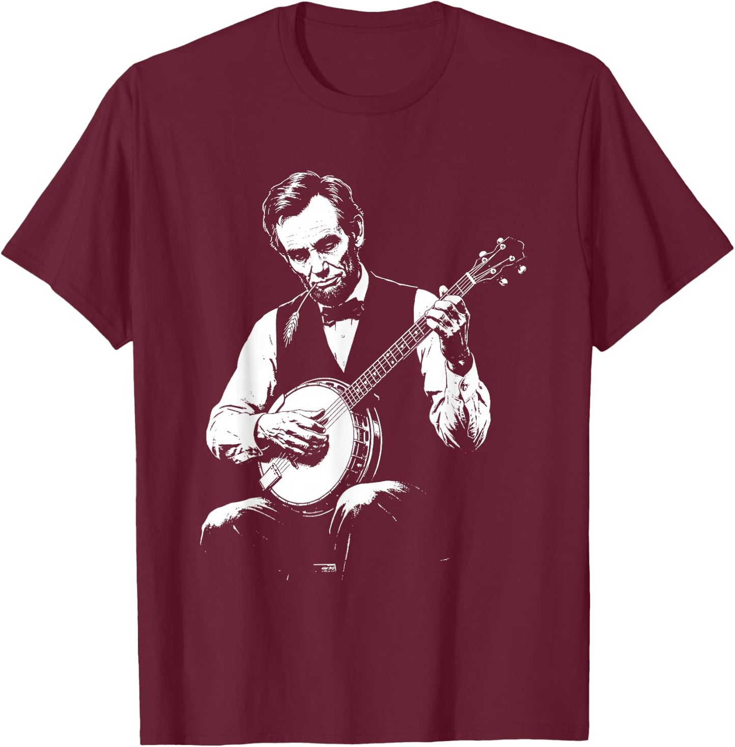 Abraham Lincoln Playing Banjo Retro Vintage Abe Lincoln T-Shirt - T-Shirt | Maroon