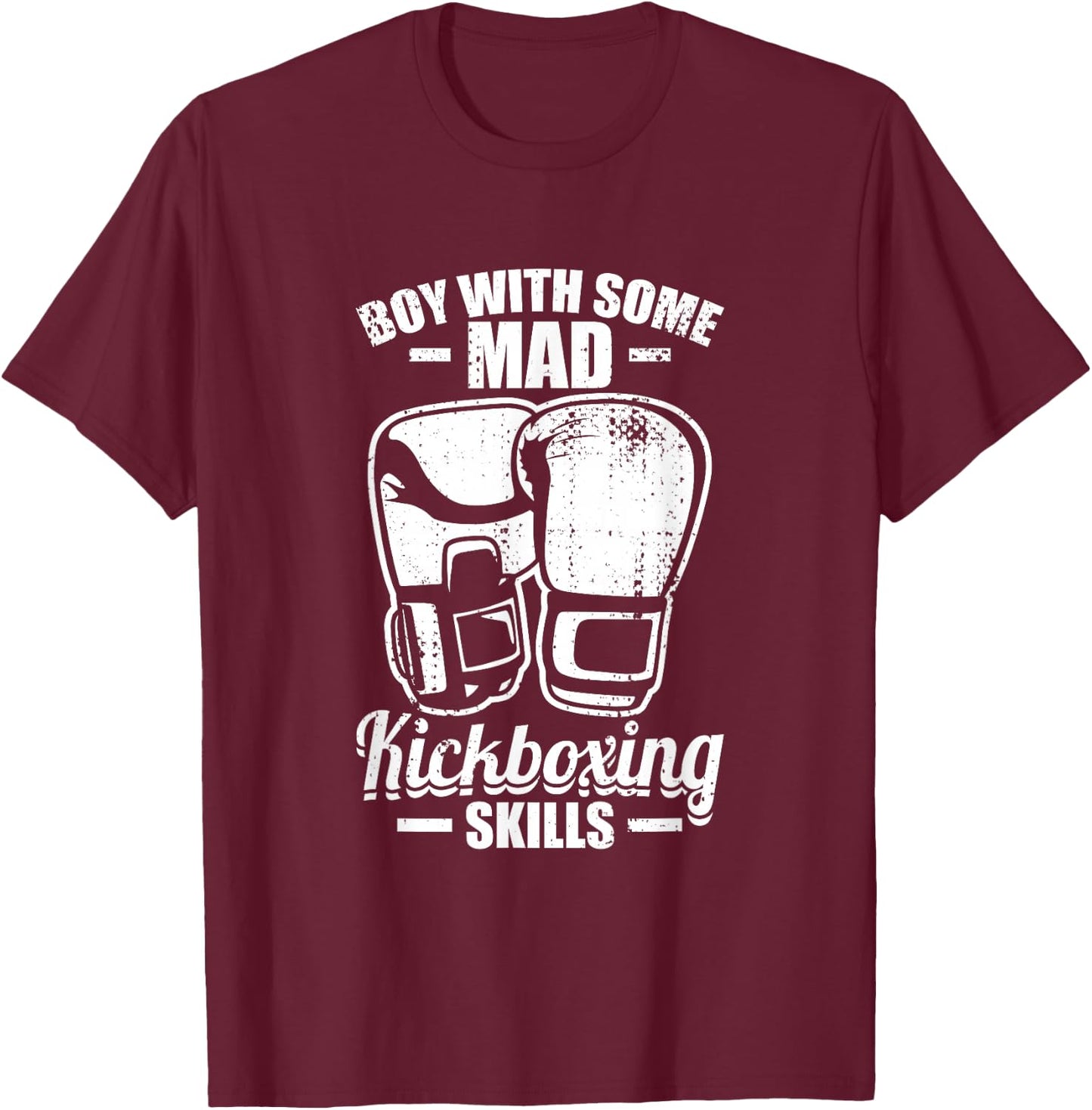 Junge mit verrückten Kickbox Fähigkeiten Kickboxen T-Shirt - T-Shirt | Maroon