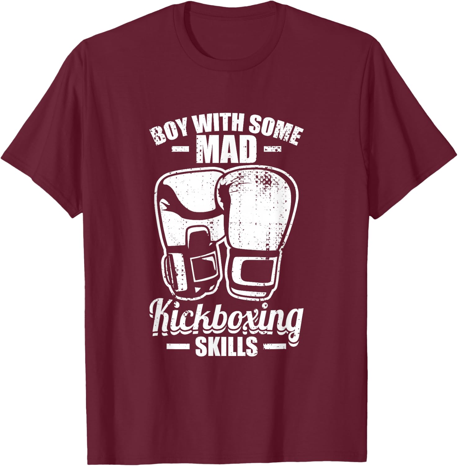 Junge mit verrückten Kickbox Fähigkeiten Kickboxen T-Shirt - T-Shirt | Maroon