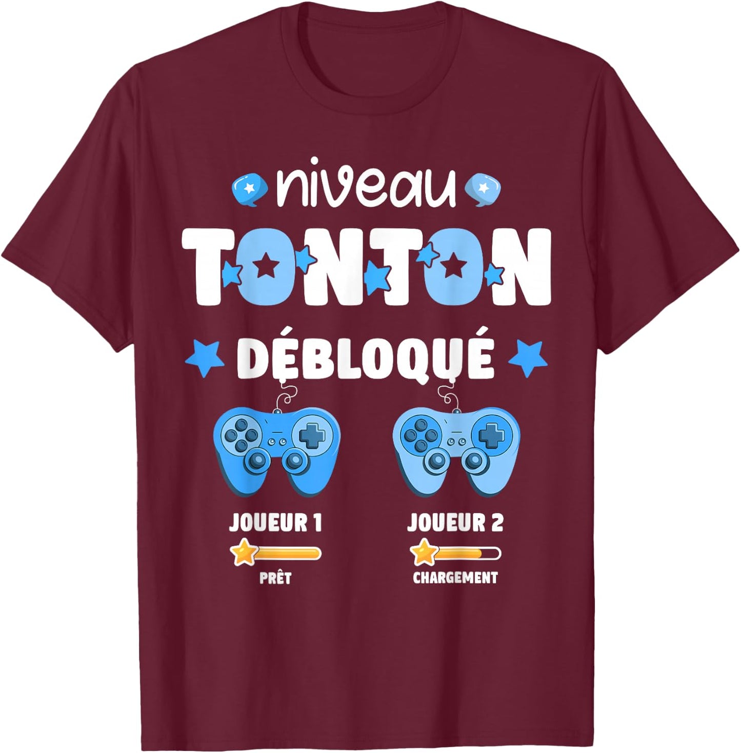 Unlocked Tonton Level Announcement Pregnancy Tonton Geek , Black, S T-Shirt - T-Shirt | Maroon