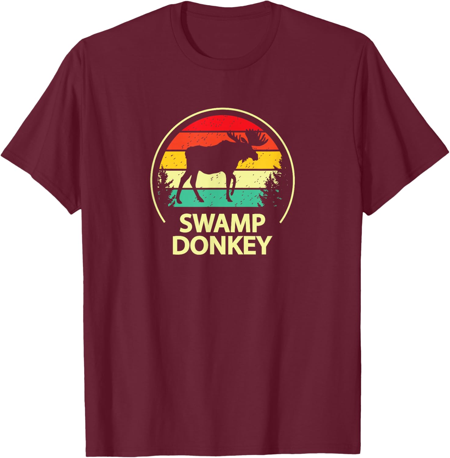 Retro Vintage Funny Swamp Donkey Moose T-Shirt - T-Shirt | Maroon