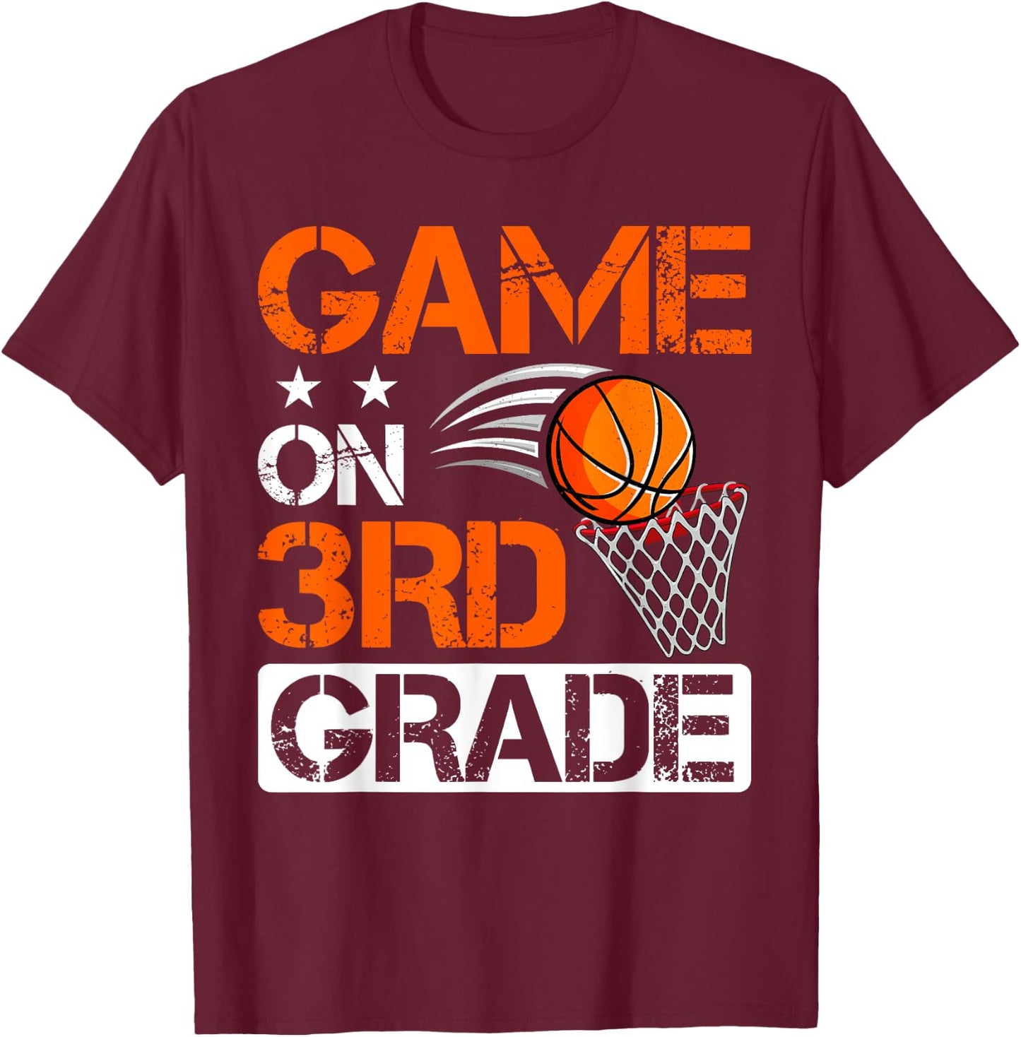Third Grade Game on Basketball Back To School 3rd Grade T-Shirt - T-Shirt | Maroon