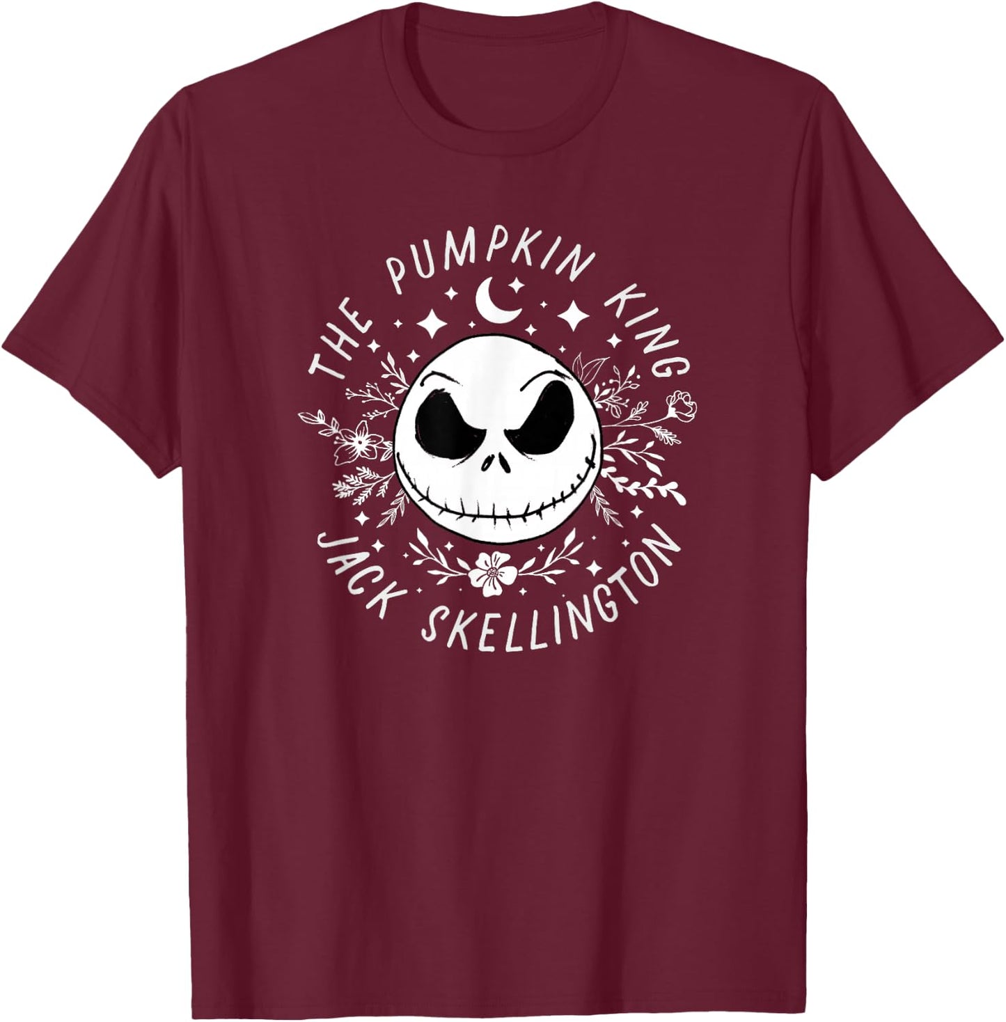 Disney Nightmare Before Christmas The Pumpkin King Floral T-Shirt - T-Shirt | Maroon