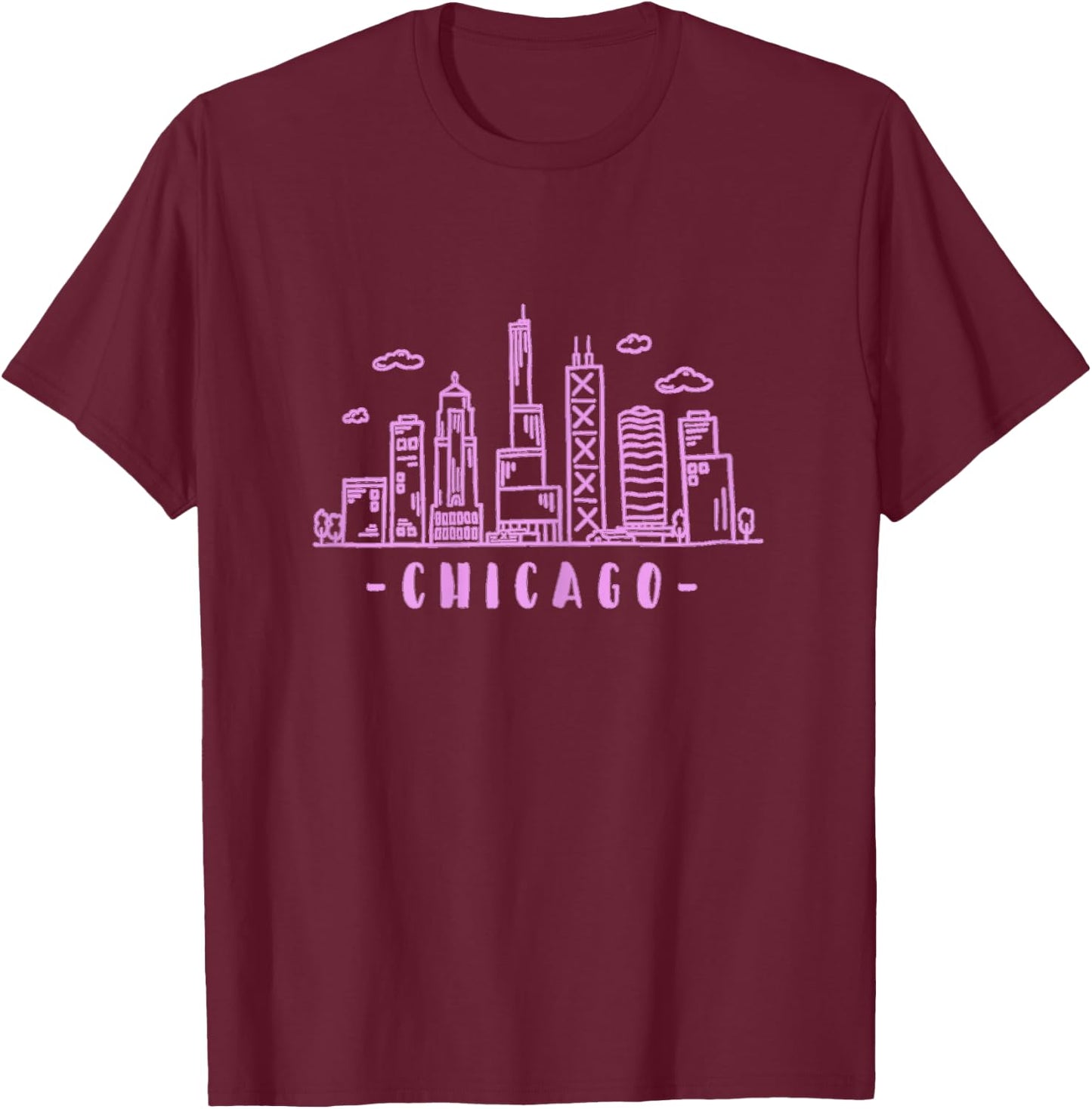 Chicago Skyline Illinois Vintage T-Shirt - T-Shirt | Maroon