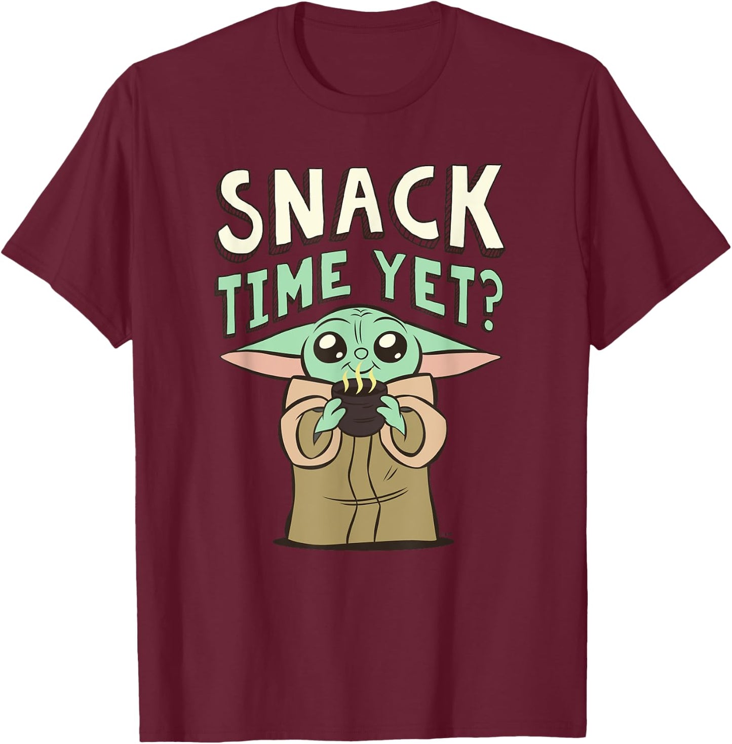 Star Wars The Mandalorian Grogu Snack Time Yet? T-Shirt - T-Shirt | Maroon