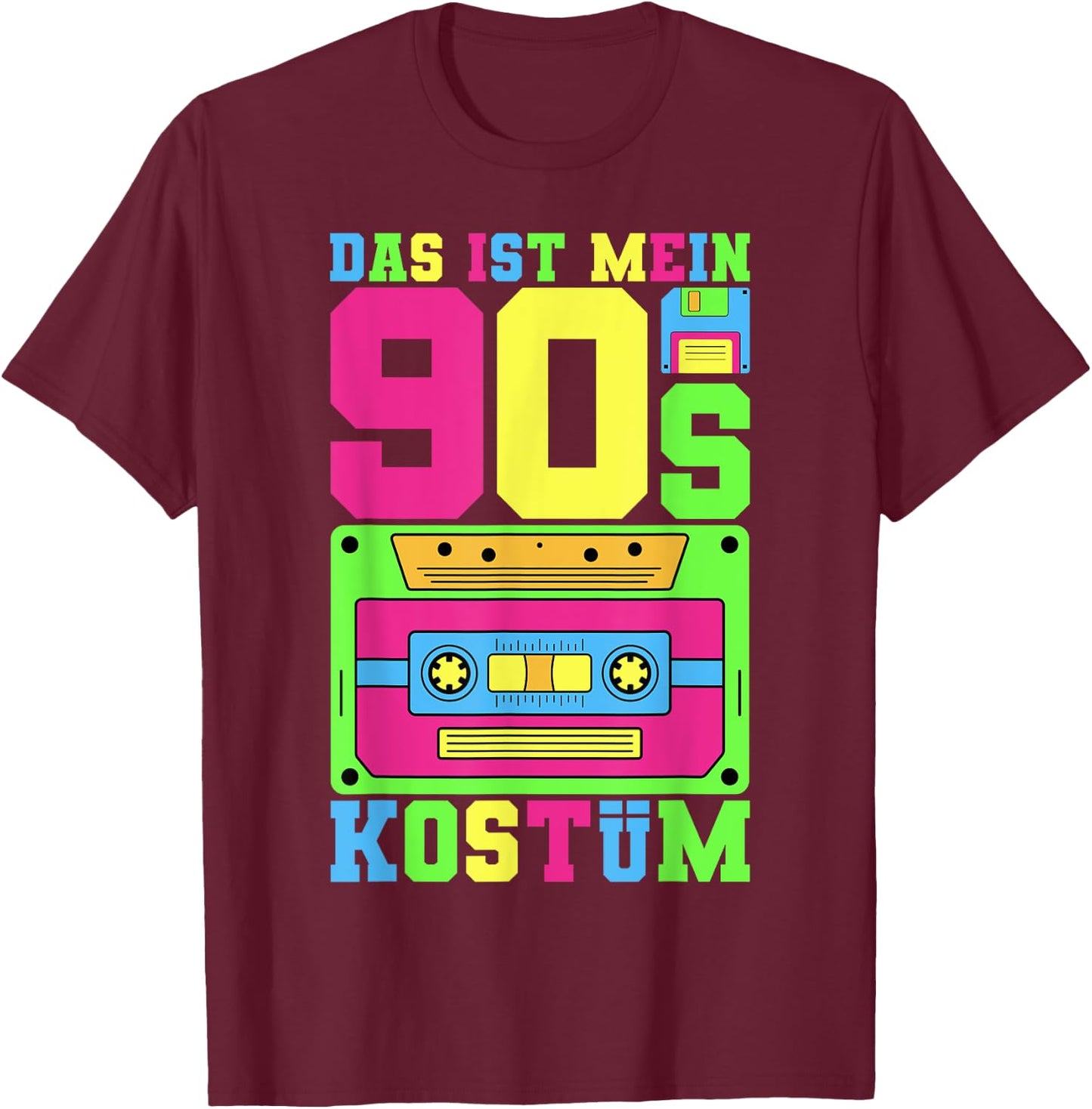 90er Jahre Kostüm 90er Jahre Outfit 90 er Motto Party 90er T-Shirt - T-Shirt | Maroon