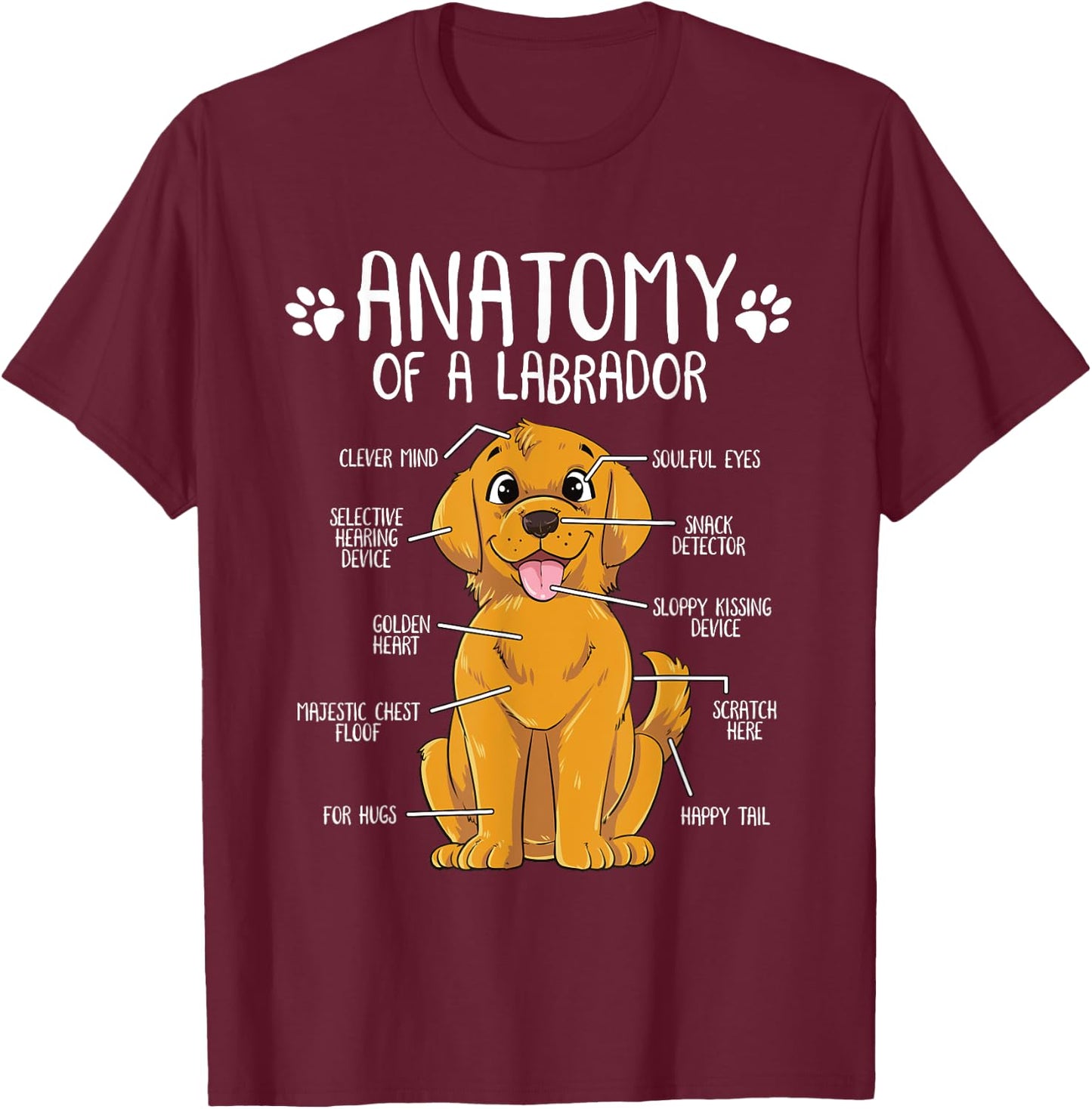 Funny Anatomy Labrador Retriever Lab Dog Lover Owner Women Kids T-Shirt - T-Shirt | Maroon