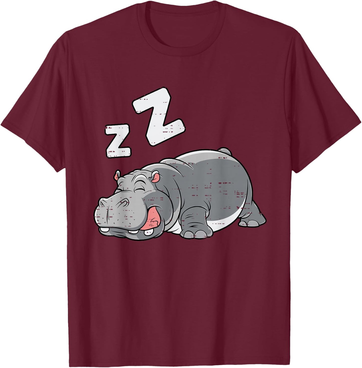 Tired Hippo Funny Hippo Lovers T-Shirt - T-Shirt | Maroon