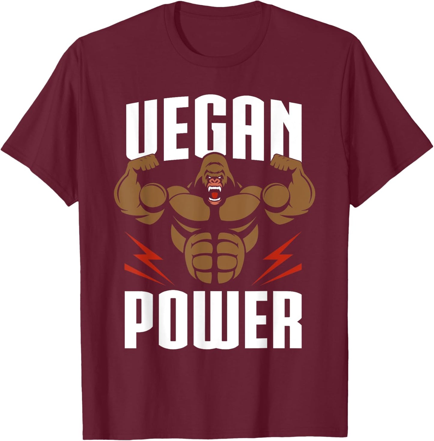 Vegan Power - Gorilla Workout & Gym Bodybuilding T-Shirt - T-Shirt | Maroon