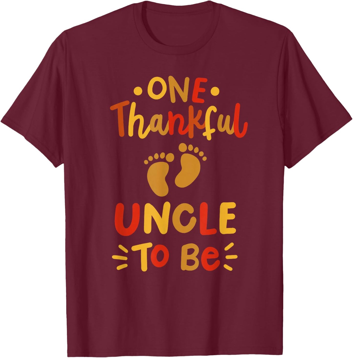 Thanksgiving Pregnancy Announcement Thankful Uncle Family T-Shirt - T-Shirt | Maroon