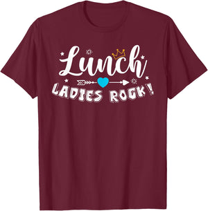 Lunch Ladies Rock Lunch Lady Squad Back to School Gifts T-Shirt - T-Shirt | Maroon