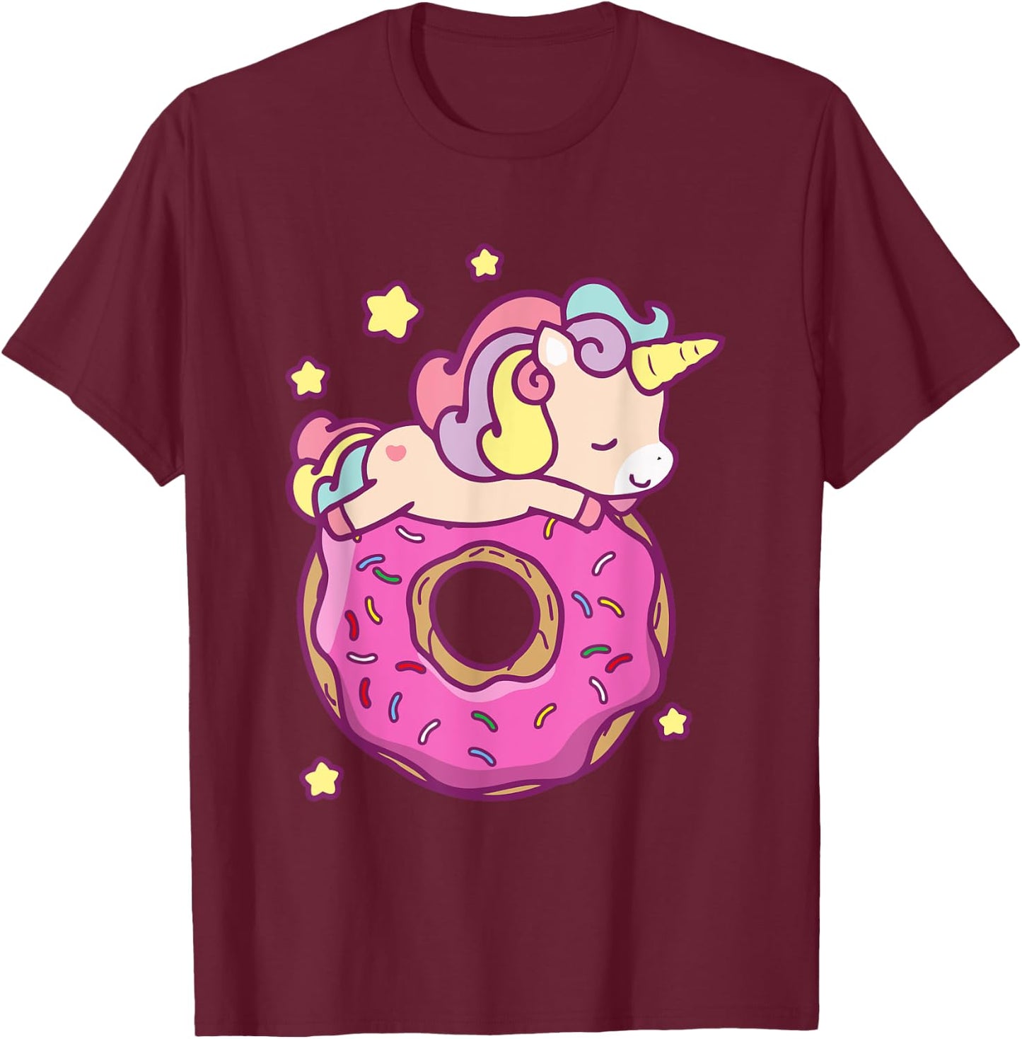Cute Unicorn Donut Girls Kids, Donut Day June 2021 T-Shirt - T-Shirt | Maroon