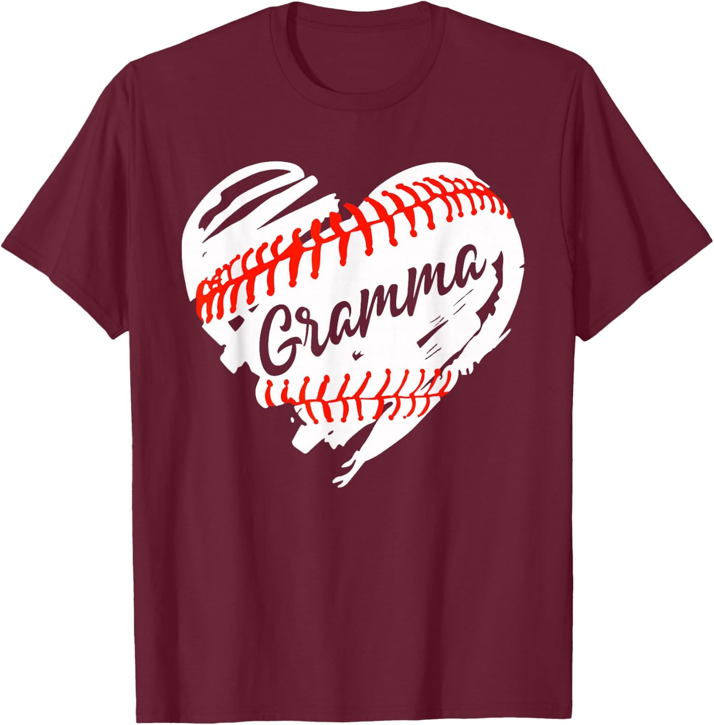 Baseball Heart Baseball Gramma Women Softball Mom Short T-Shirt - T-Shirt | Maroon