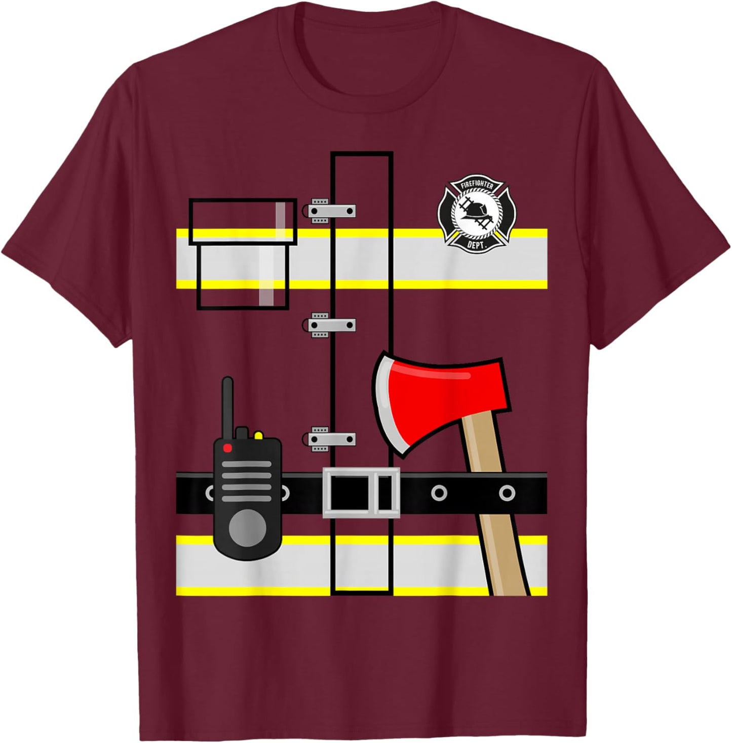 Kids Fireman Shirt Halloween Children's Firefighter T-Shirt - T-Shirt | Maroon