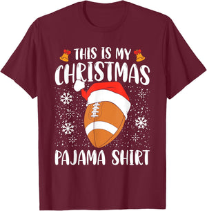 This Is My Christmas Pajama Shirt Football Xmas Sports T-Shirt - T-Shirt | Maroon