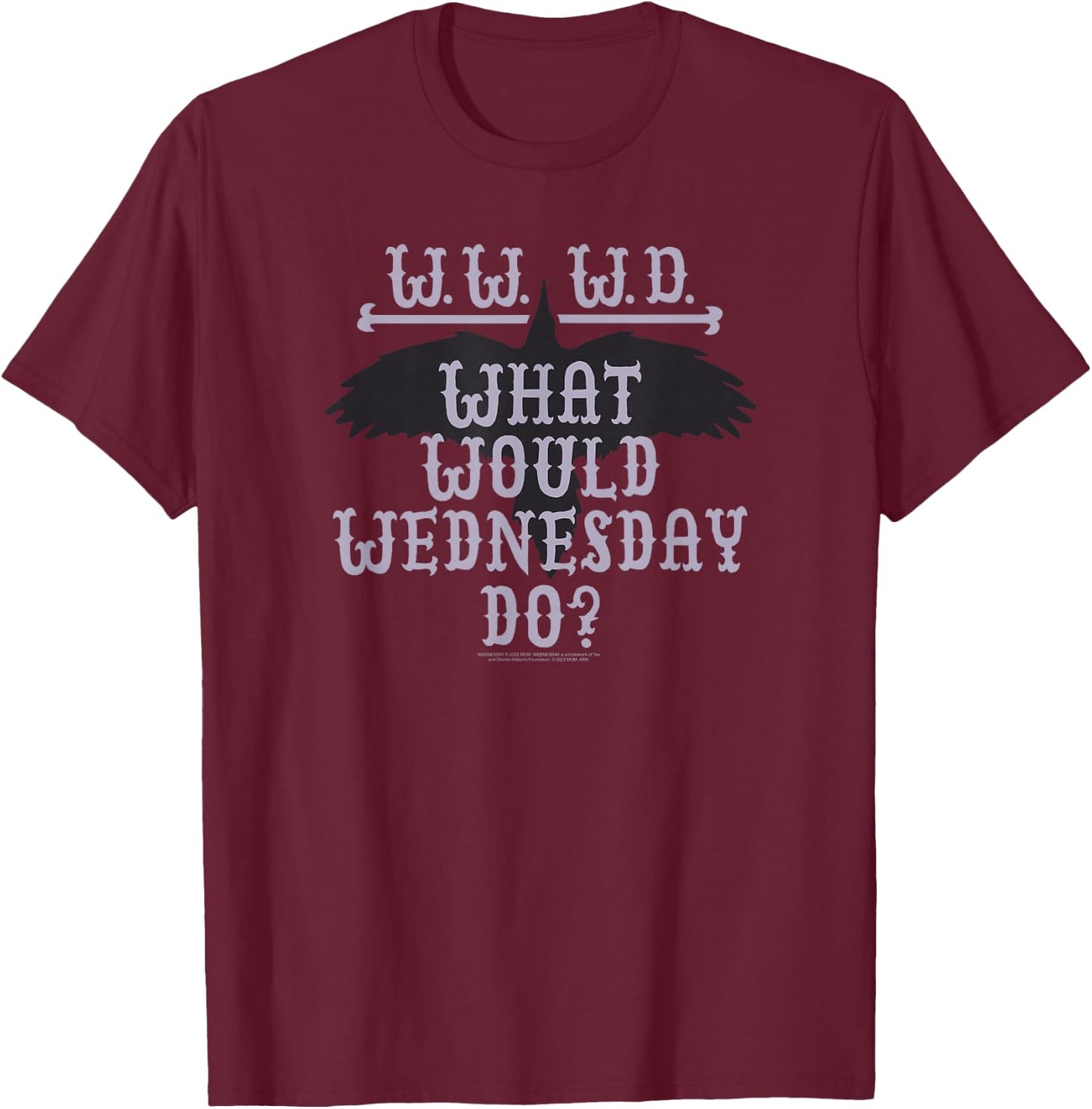 Wednesday What Would Wednesday Do Raven Silhouette Logo T-Shirt - T-Shirt | Maroon
