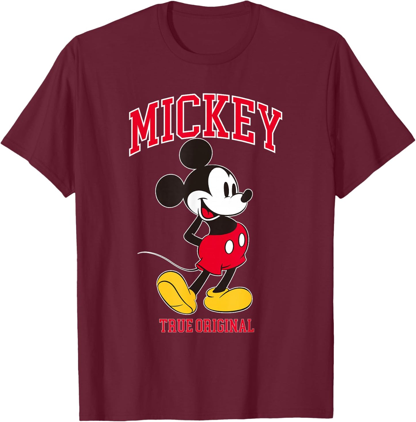 Disney Mickey And Friends Mickey Mouse '28 Football Style T-Shirt - T-Shirt | Maroon