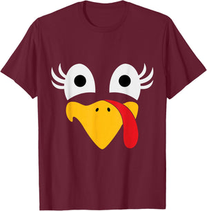 Thanksgiving Turkey Face Matching Family Costume Cute Kids T-Shirt - T-Shirt | Maroon