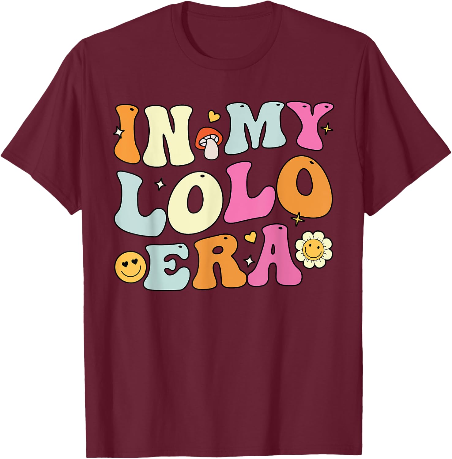 Fathers Day Grandpa, Groovy In My Lolo Era T-Shirt - T-Shirt | Maroon