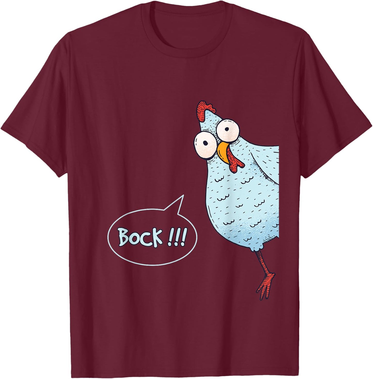 Chicken Looking Around The Corner - Bock T-Shirt - T-Shirt | Maroon
