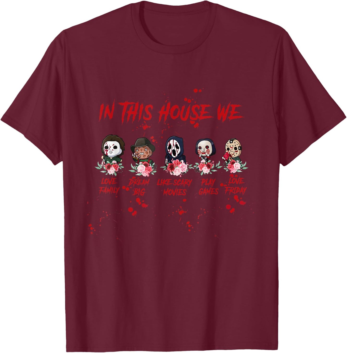 In This House We Love Halloween Family T-Shirt - T-Shirt | Maroon