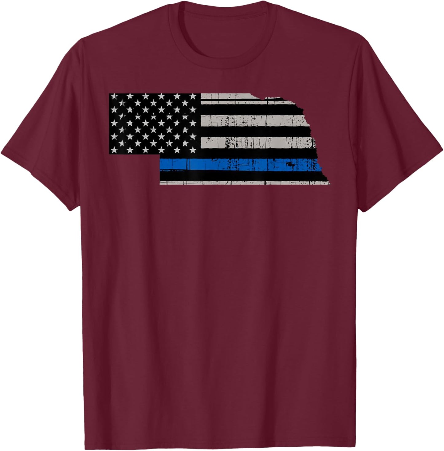 Support Law Enforcement Nebraska Police Officer Blue T-Shirt - T-Shirt | Maroon