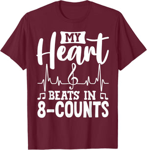 Dance Life 8-Count Heartbeat Graphic For Dancers T-Shirt - T-Shirt | Maroon