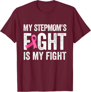 My Stepmom's Fight Is My Fight Breast Cancer Support Kids T-Shirt - T-Shirt | Maroon