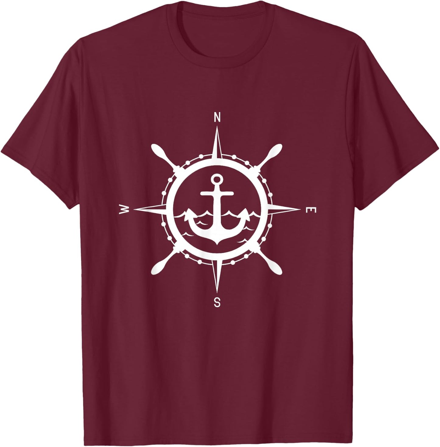 Compass Anchor Nautical Design with Compass Captain Sailor , black T-Shirt - T-Shirt | Maroon