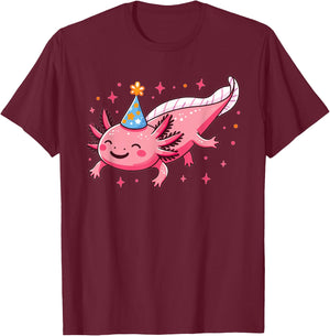 Axolotl Birthday for Children a Birthday Axolotl T-Shirt - T-Shirt | Maroon