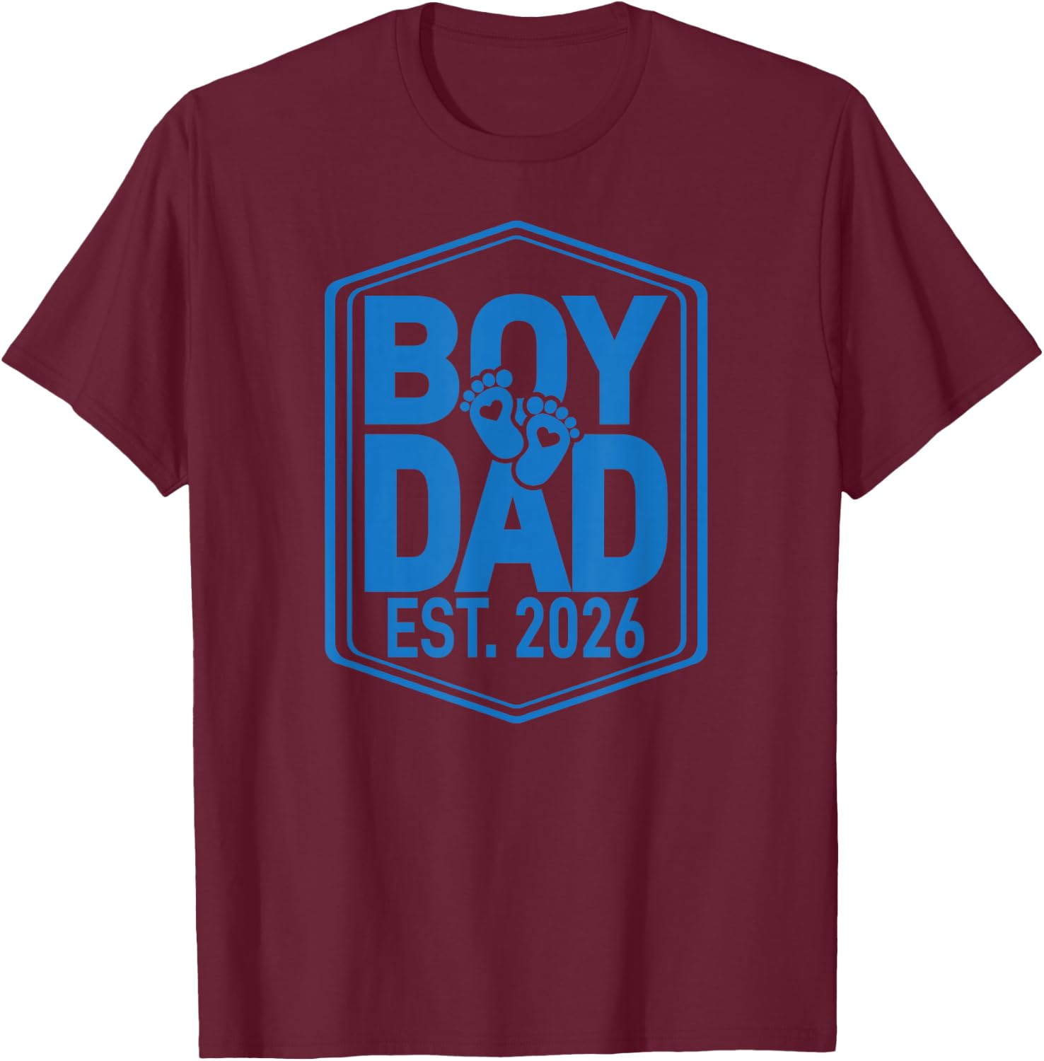 Boy Dad First Father's Day 2026 New Dad 1st Time Daddy T-Shirt - T-Shirt | Maroon