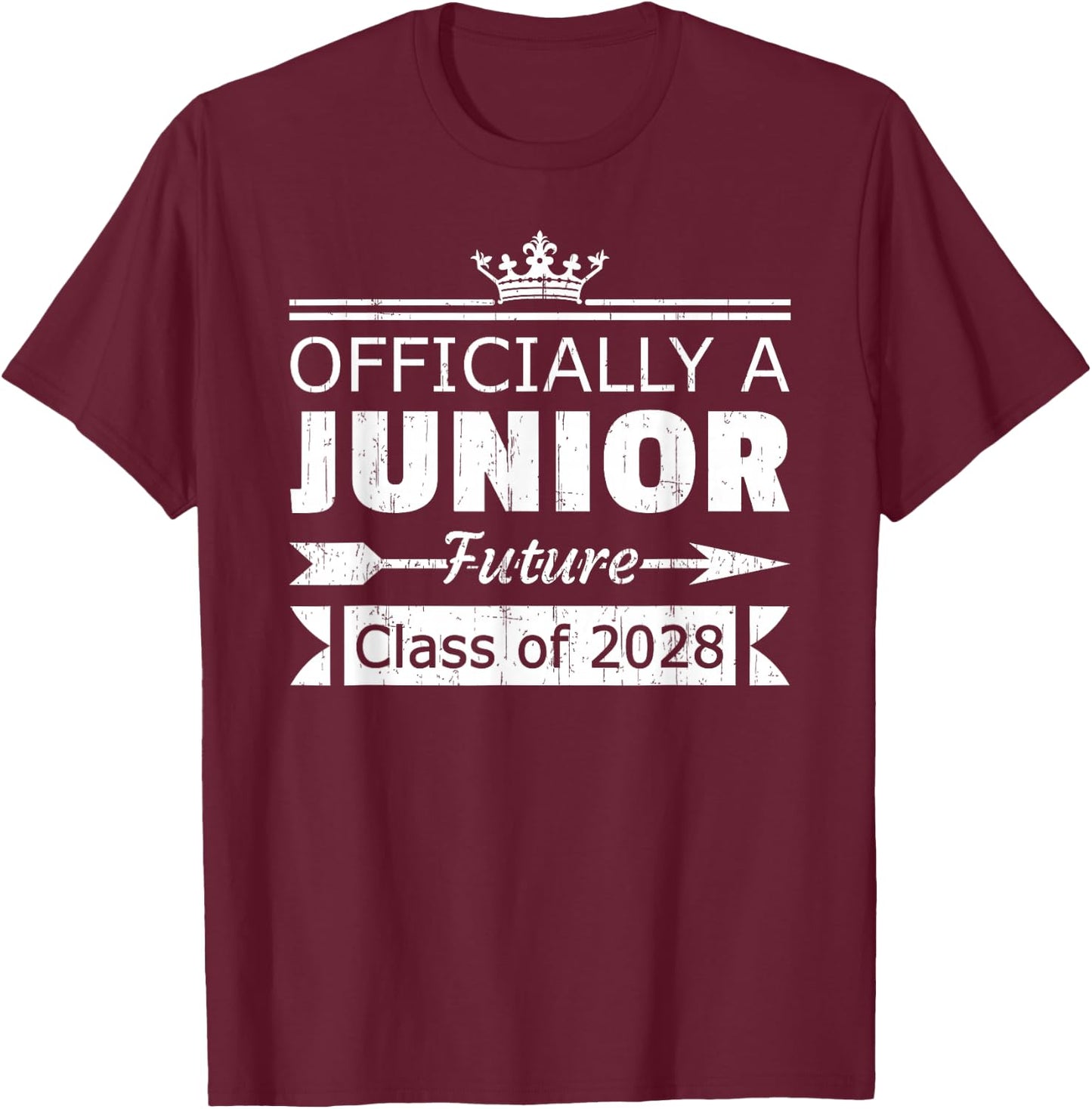 Officially a Junior Class of 2028 First Day 11th Grade T-Shirt - T-Shirt | Maroon