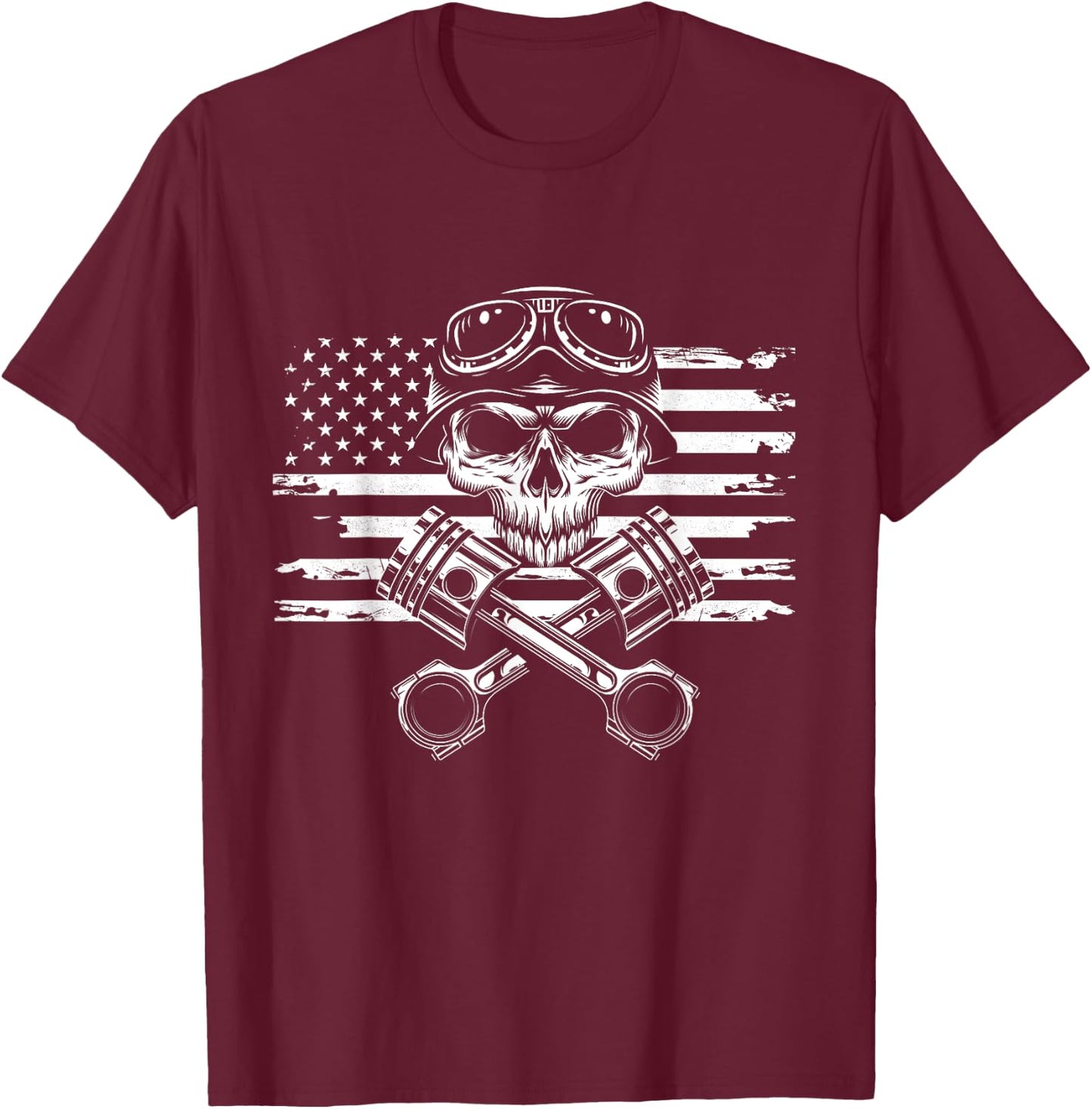 American Flag Motorcycle Apparel - Motorcycle T-Shirt - T-Shirt | Maroon