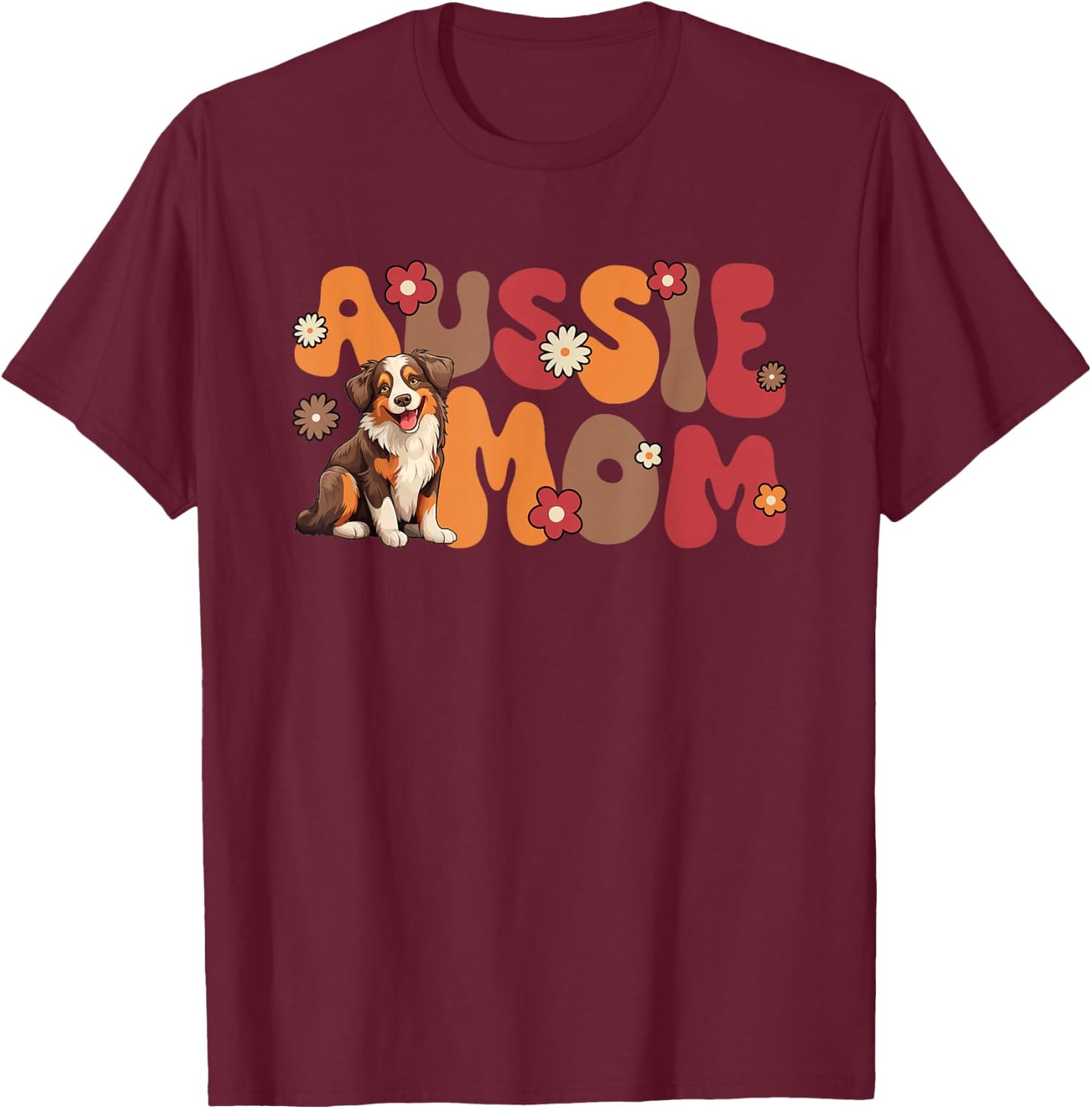 Australian Shepherd Red Tri Groovy Aussie mom T-Shirt - T-Shirt | Maroon