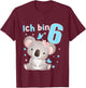 6 Jahre alt Ich bin 6 Koala Koalabär 6. Geburtstag T-Shirt - T-Shirt | Maroon