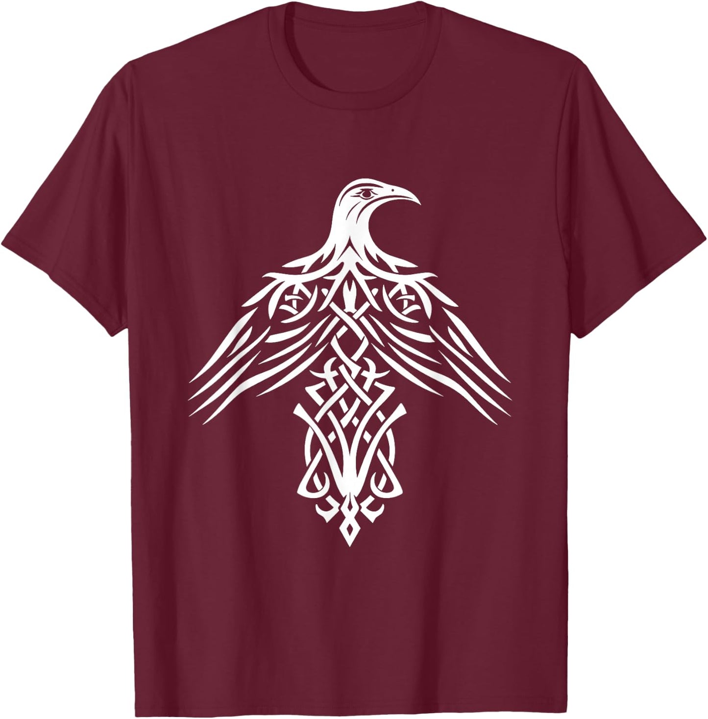 Raven Bird Crow Norse Mythology Celtic Knots T-Shirt - T-Shirt | Maroon