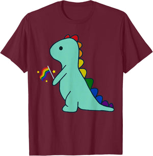LGBTQ Allysaurus Dinosaurier Regenbogen Flagge Ally Gay Pride Monat T-Shirt - T-Shirt | Maroon