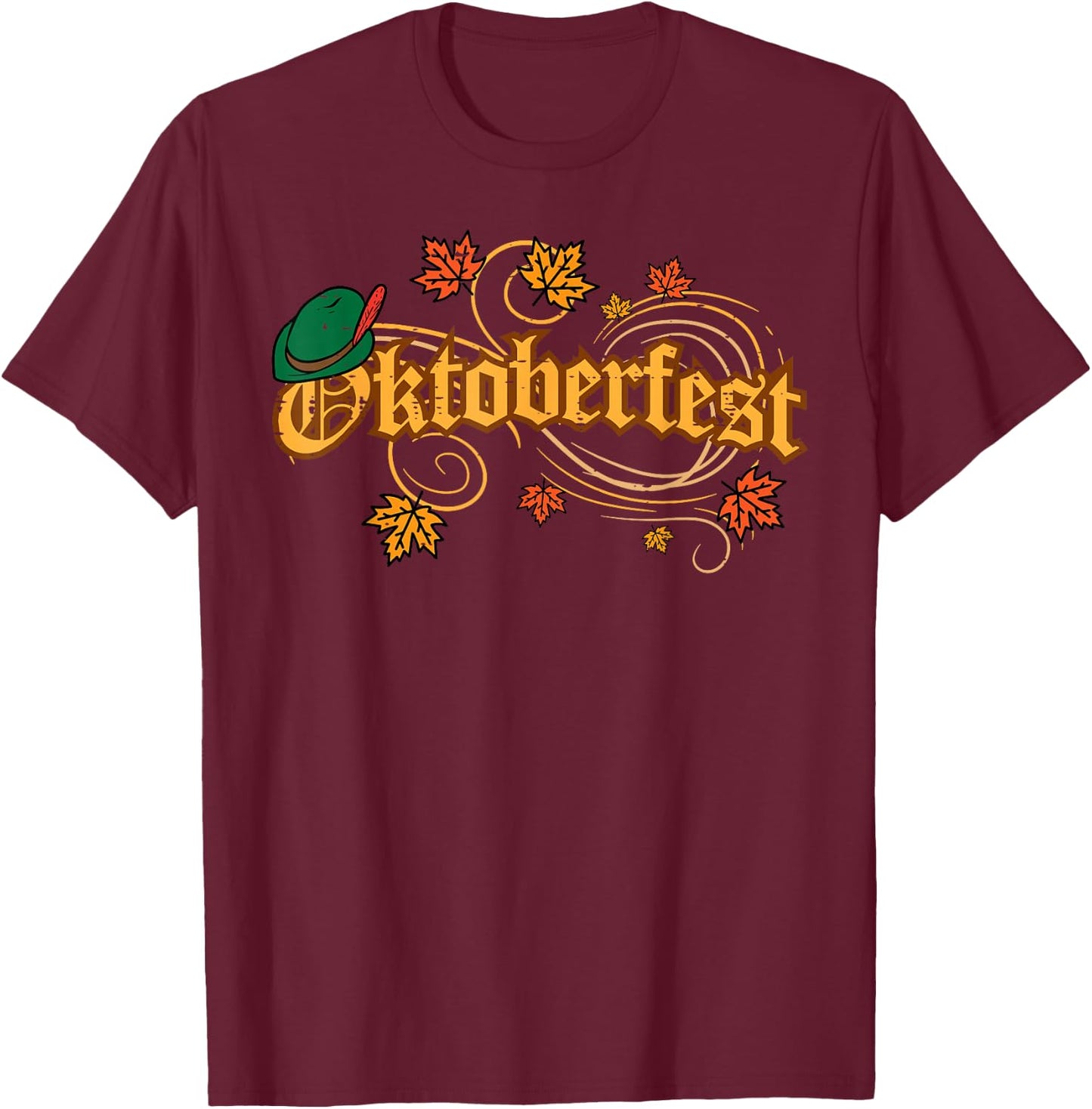 Oktoberfest Fall Autumn Leaves German Costume Women Men Kids T-Shirt - T-Shirt | Maroon